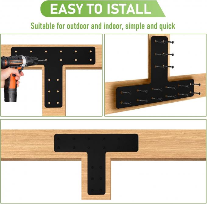 Brackets de ángulo recto recubiertos de polvo negro para reparación de esquinas para muebles de casa 3
