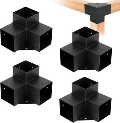 Juego de soportes para pérgola moderna para exteriores, kit de base para postes de madera con soportes de acero, dimensionamiento modular, kits de soportes para pérgola