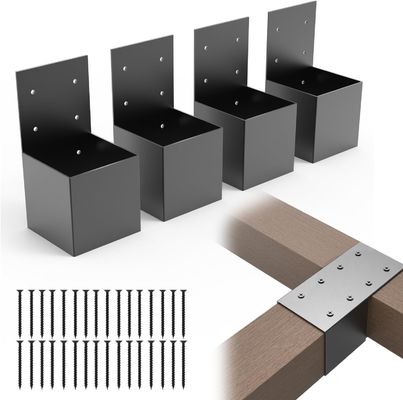 Kit de soportes para pérgola 2x4, para postes reales de pérgola de 1.6x3.6 pulgadas, soportes superiores para vigas de pérgola, soportes para barandillas de cubierta