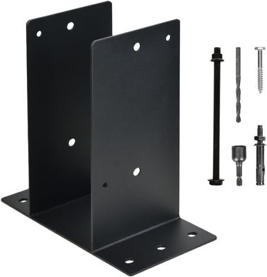 Anclaje de poste de metal con recubrimiento de polvo negro resistente para cubiertas, vallas, pérgolas, porches, soportes de barandillas para hormigón