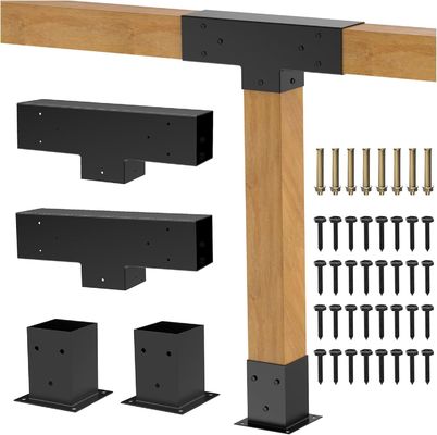Kit de soporte para pérgola de 30° para madera de 4x4, Conector de carpintería DIY en forma de L, Herramientas para la construcción de pérgolas y porches al aire libre
