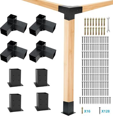 Kit de soporte de pérgola de trabajo pesado de trabajo pesado de 4x4 Pergola Connector de pérgola exterior inclinado de 3 vías